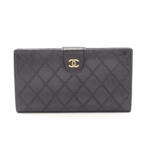 CHANEL Black Lambskin Leather Wallet